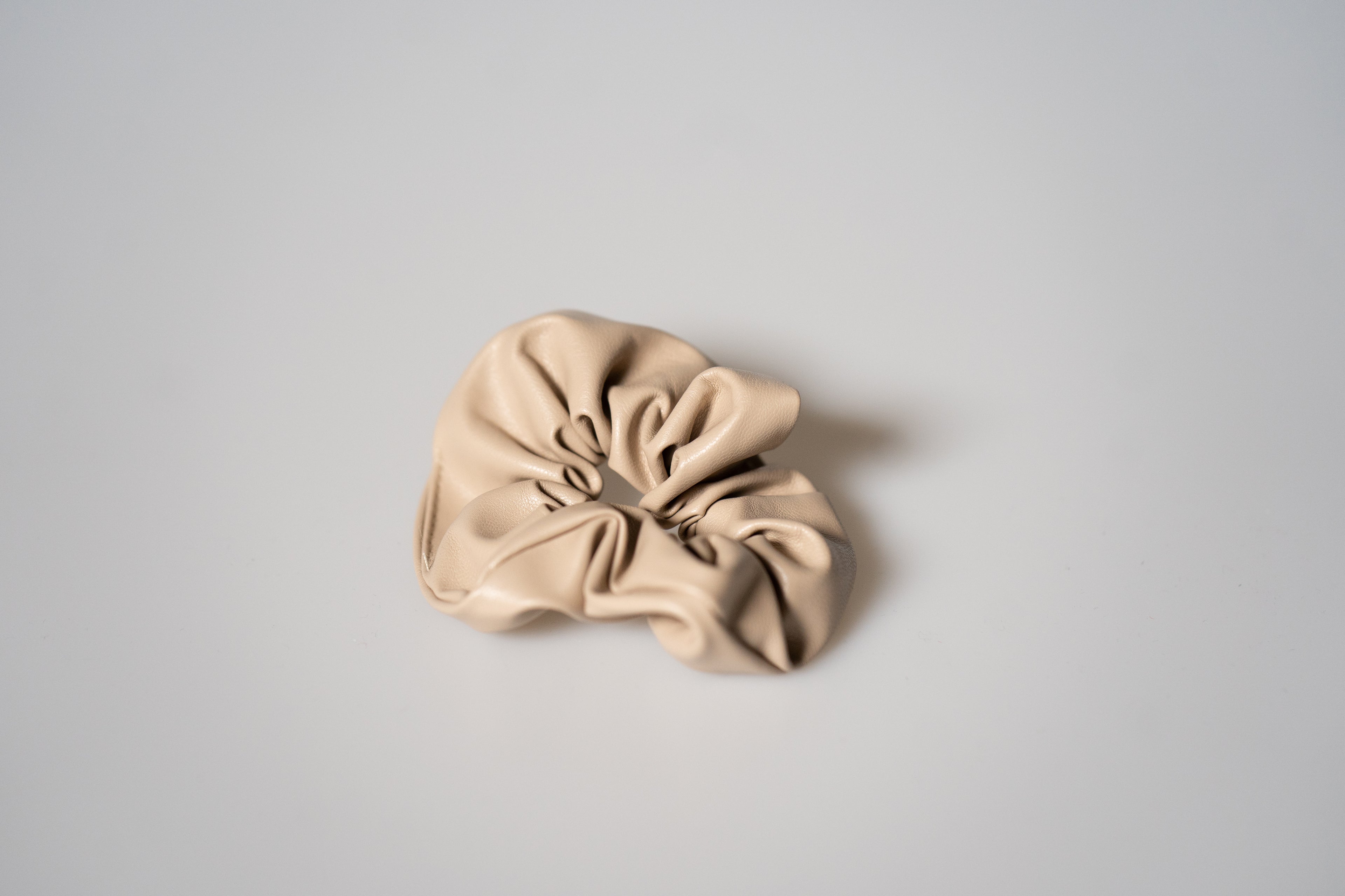 Vegan Leather Scrunchie - Beige
