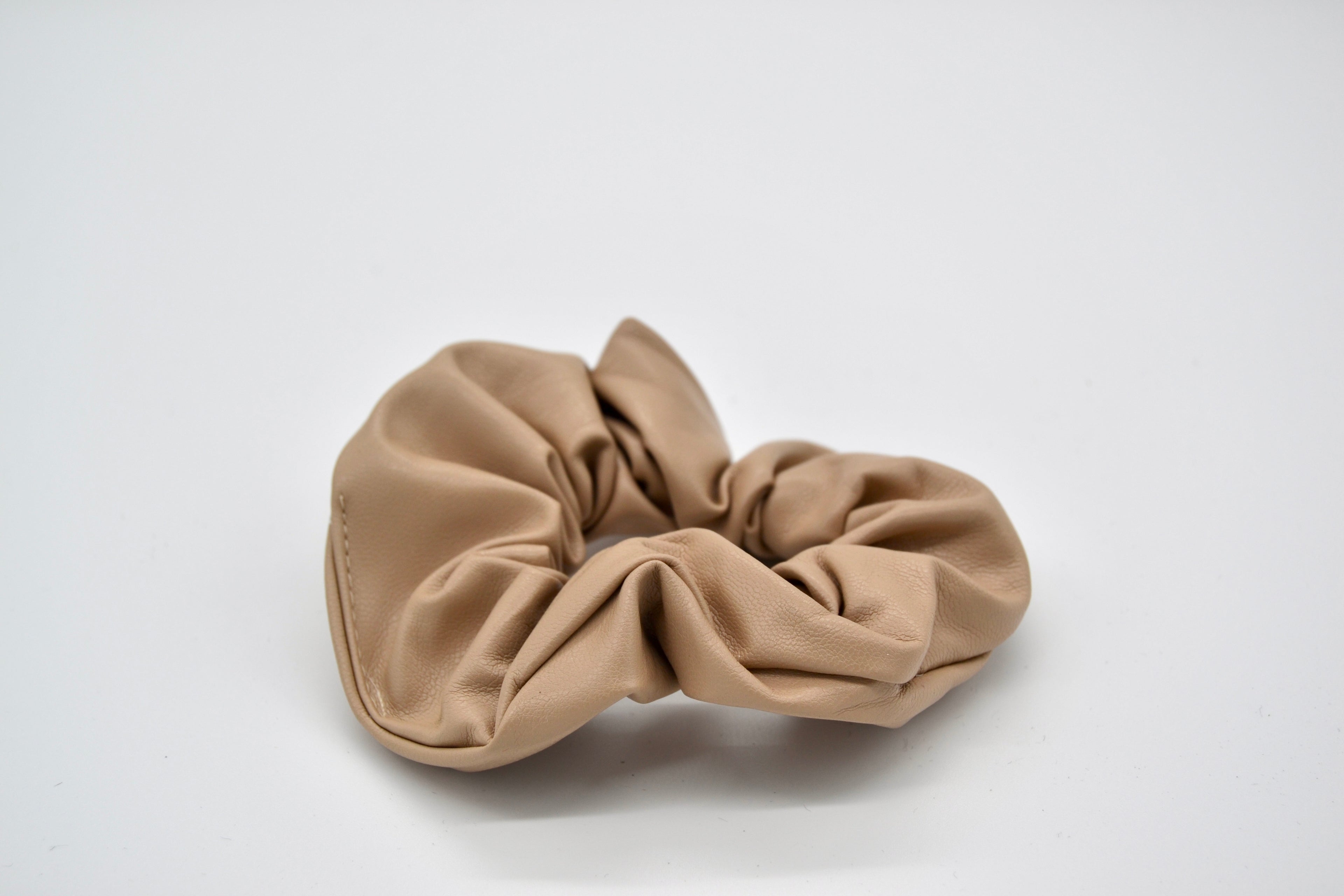Vegan Leather Scrunchie - Beige