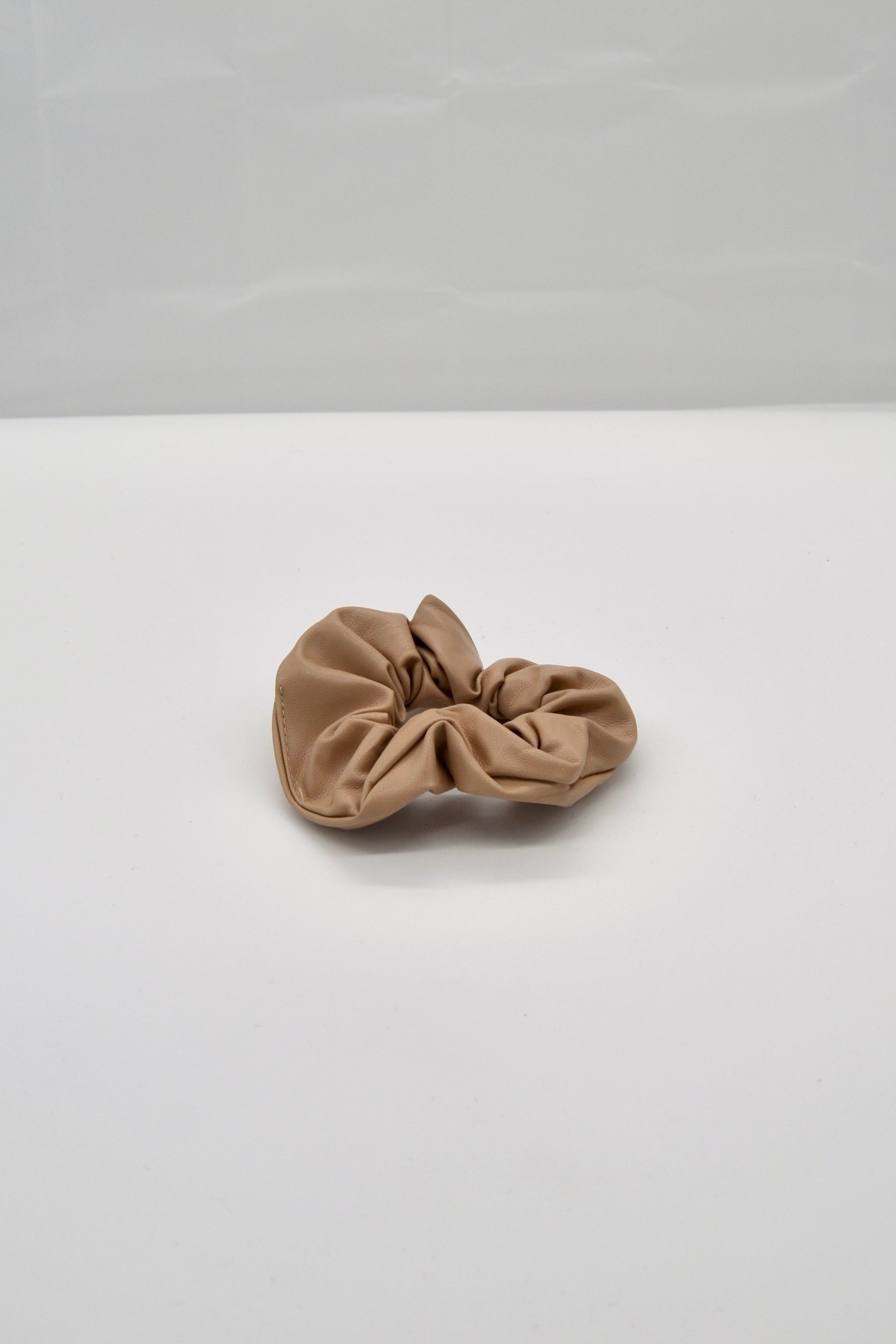 Vegan Leather Scrunchie - Beige