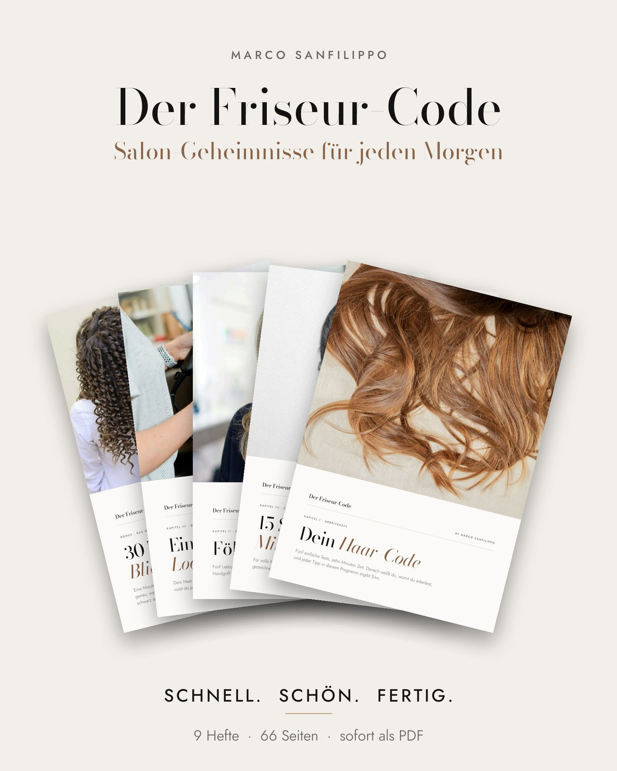 Der Friseur-Code von Marco Sanfilippo: fünf Heft-Titelseiten, aufgefächert