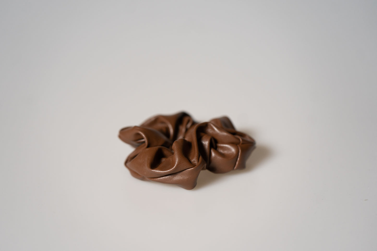 Vegan Leather Scrunchie - Brown