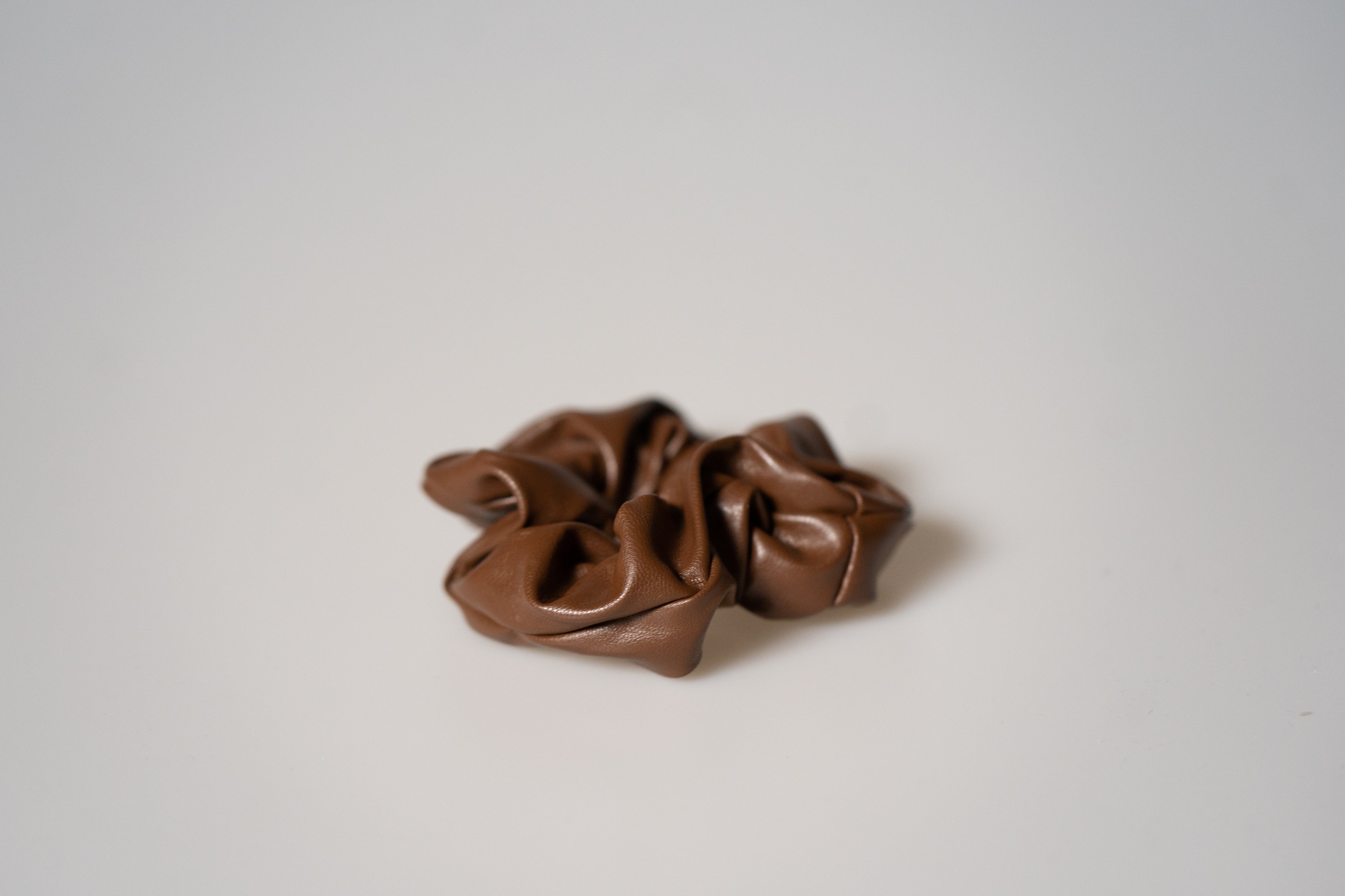 Vegan Leather Scrunchie - Brown